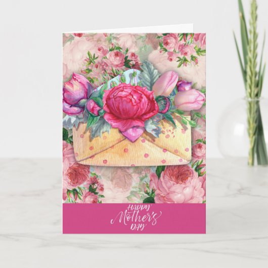 Carte Joyeuse fête des mères Fleurs florales violettes r (Devant)