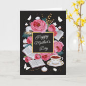 Carte Joyeuse Fête des Mères Fleurs roses Douce personna (Fleur jaune)