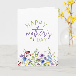 Carte Joyeuse Fête des Mères Fleurs sauvages élégantes à