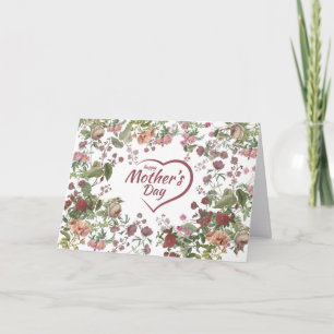 Carte Joyeuse fête des mères Fleurs vintage