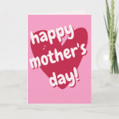 Carte Joyeuse Fête des Mères ! Grand Cœur Rose  (Devant)