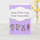 Carte Joyeuse Fête des Mères Grand-Grand-Mère Fun Kids (Fleur jaune)