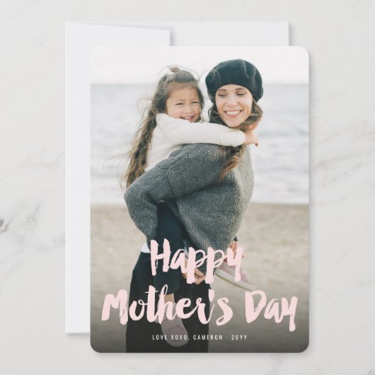 Carte Joyeuse Fête des Mères Gras Brush Script Photo mod (Devant)