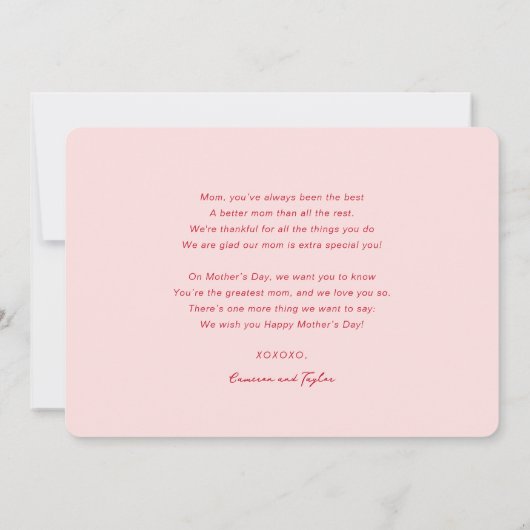 Carte Joyeuse Fête des Mères Gras Brush Script Photo mod (Dos)