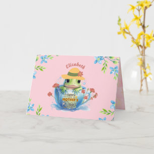 Carte Joyeuse fête des Mères Grenouille et Chapeau dans