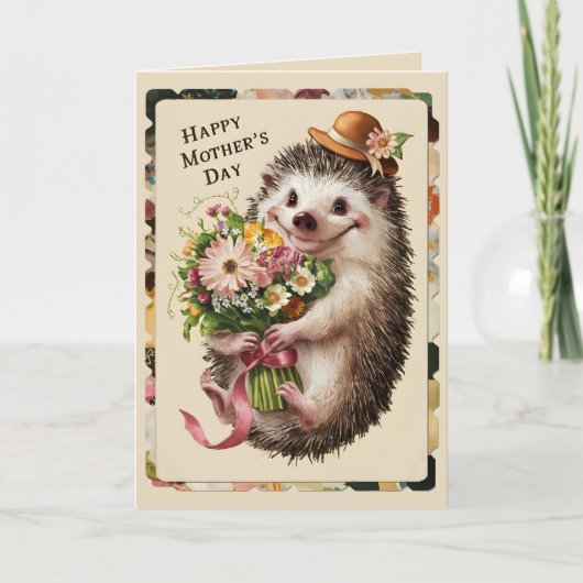 Carte Joyeuse fête des Mères Hérisson mignon (Devant)