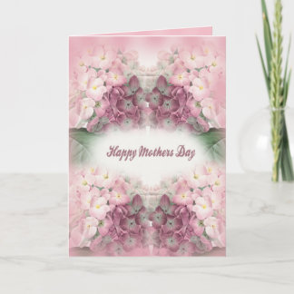 Carte Joyeuse fête des mères Hydrangées roses foncées