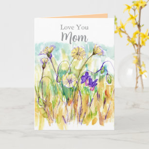 Carte Joyeuse fête des mères Je t'aime maman Fleurs