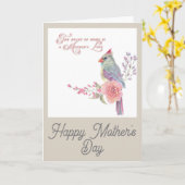 Carte Joyeuse Fête des mères Joli Cardinal Floral (Fleur jaune)