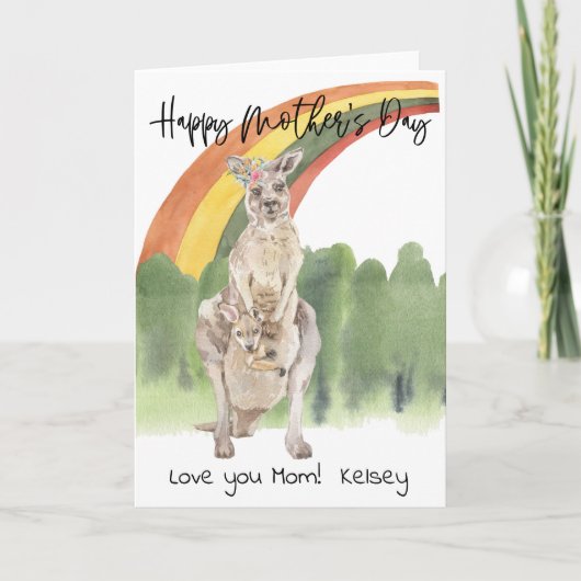 Carte Joyeuse fête des mères Kangaroo Maman et bébé (Devant)