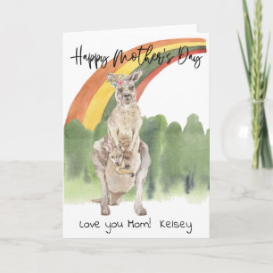 Carte Joyeuse fête des mères Kangaroo Maman et bébé
