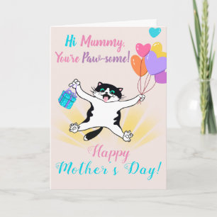 Carte Joyeuse fête des mères Kitty mignonne Ballons colo