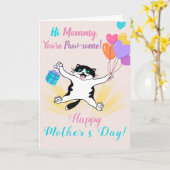 Carte Joyeuse fête des mères Kitty Mignonne Ballons Colo (Fleur jaune)