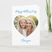 Carte Joyeuse fête des mères Maman Photo Mur Coeur bleu (Devant)
