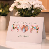 Carte Joyeuse fête des mères maman rose fleurs florales