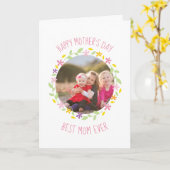 Carte Joyeuse fête des mères Meilleure maman jamais phot (Fleur jaune)