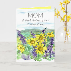 Carte Joyeuse fête des mères Merci Dieu pour vous Fleur 