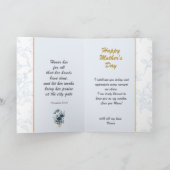 Carte Joyeuse Fête des mères Moderne Bleu Flore Bible Ve (Intérieur)