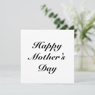 Carte Joyeuse fête des mères noir blanc script élégant