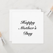 Carte Joyeuse fête des mères noir blanc script élégant (Devant/Arrière en situation)