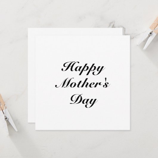 Carte Joyeuse fête des mères noir blanc script élégant (Devant/Arrière en situation)