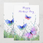 Carte Joyeuse fête des mères - Papillons volant Printemp (Devant / Derrière)