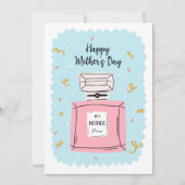 Carte Joyeuse Fête des mères Parfum rose mignon sur bleu (Devant)