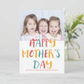 Carte Joyeuse fête des mères photo de script moderne col (Debout devant)