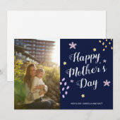 Carte Joyeuse Fête des Mères Photo Fleurs dessinées à la (Devant / Derrière)