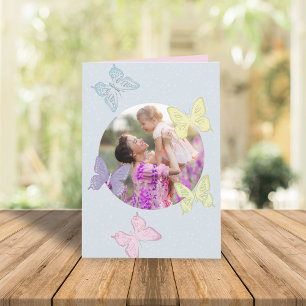 Carte Joyeuse fête des mères Photo Pastel Cute Butterfli