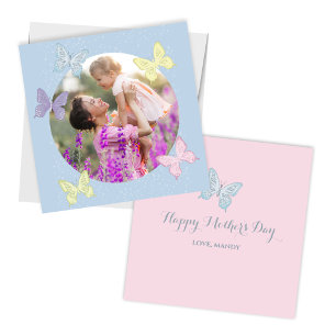 Carte Joyeuse fête des mères Photo Pastel Cute Butterfli