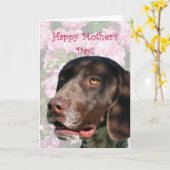 Carte Joyeuse fête des Mères Pointeur à cheveux courts a (Fleur jaune)