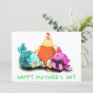 Carte Joyeuse fête des mères - poulets en attente d'un o