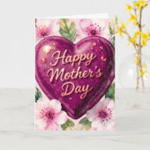 Carte Joyeuse Fête des Mères Purple Heart Bloom (Fleur jaune)