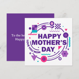 Carte Joyeuse Fête des Mères Rétro Style Amour Maman