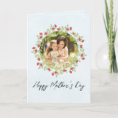 Carte Joyeuse Fête des Mères Rose d'aquarelle Photo flor (Devant)