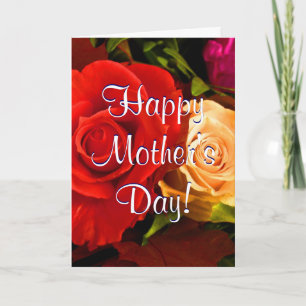 Carte Joyeuse fête des mères Roses rouges Jaunes II