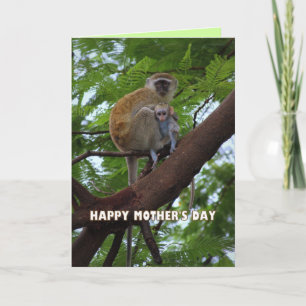 Carte Joyeuse Fête des Mères Singe Mère et Humour de l'e
