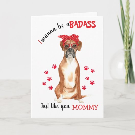 Carte Joyeuse fête des Mères Superbe ton chien Boxer (Devant)