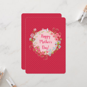 Carte Joyeuse fête des mères sur deux côtés   Couronne f
