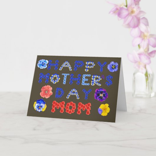 Carte Joyeuse Fête des Mères Textes de polices Pensées E (Orchidée)
