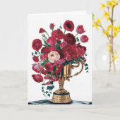 Carte Joyeuse Fête des Mères Trophée Fleurs rouges Perso (Fleur jaune)