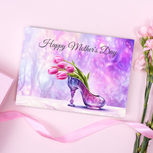 Carte Joyeuse Fête des Mères Tulipes Roses Dans des Pant