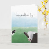 Carte Joyeuse fête des mères Vache (Fleur jaune)