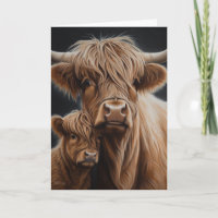 Joyeuse fête des mères Vache et veau Highland