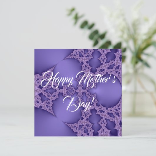 Carte Joyeuse fête des mères, violet fractal (Debout devant)