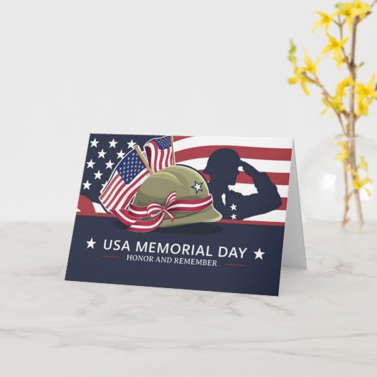 Carte Joyeuse fête des morts USA Drapeau Militaire (Fleur jaune)