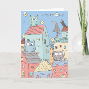 Carte Joyeuse fête des oiseaux, anniversaire