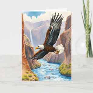 Carte Joyeuse fête des Pères Aigle s'élevant au-dessus