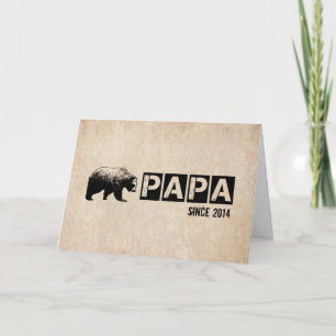 Carte Joyeuse fête des Pères avec Papa Ours Grunge Noir
